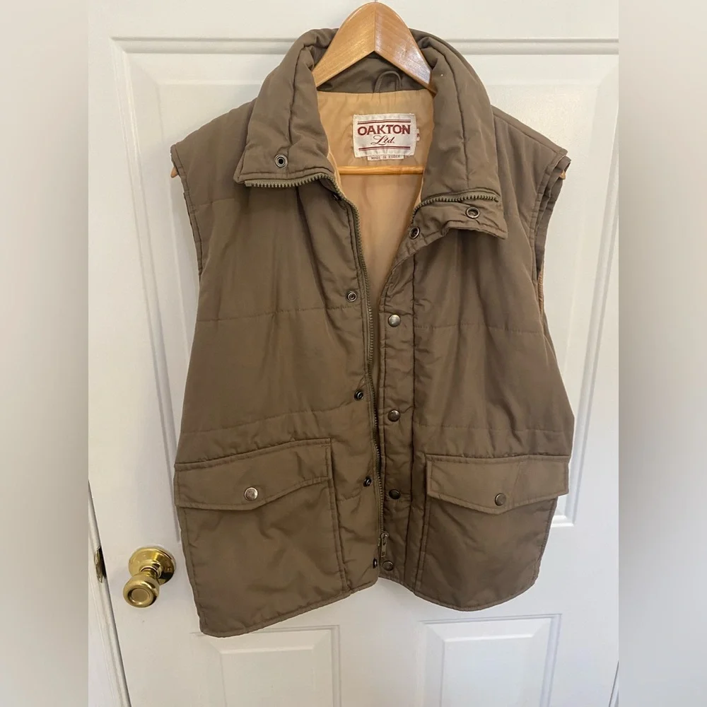 Vintage Oakton Limited Brown Snap Button Best Size M Outdoor Military - Picture 1 of 7